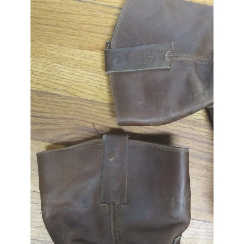 VTG ACM industrial work boots Brown Mens Sz 7 COWHIDE LEATHER Stitched WELT EUC